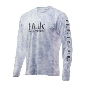 Huk Men's Long Sleeve Fishing Tee - Light Blue Camo